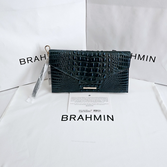 NWT Brahmin ZESTY GREEN Kaia Clutch w/Credit Card Wallet - Picture 2 of 16